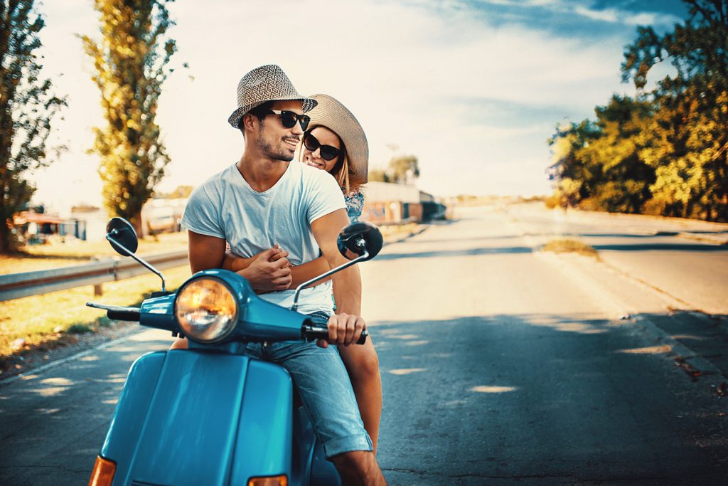 Young couple on motorbike